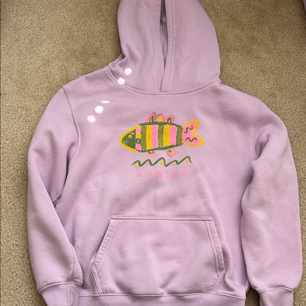 Avalon Kids Purple Hoodie with Fish Design